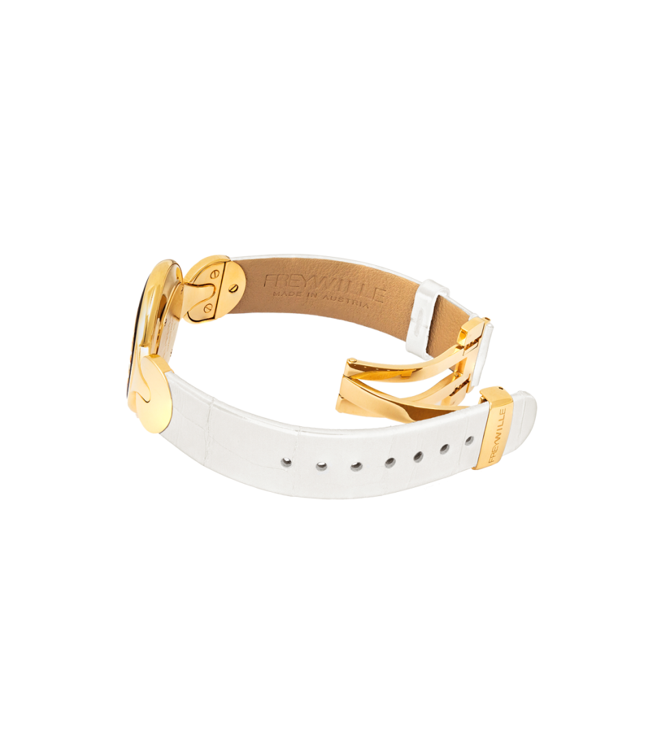 Часы Елена / Ремешок из кожи алигатора - белый