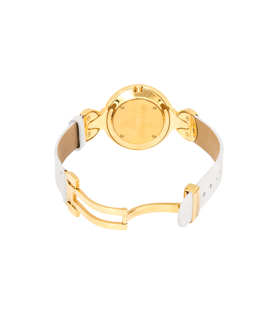 Часы Елена / Ремешок из кожи алигатора - белый