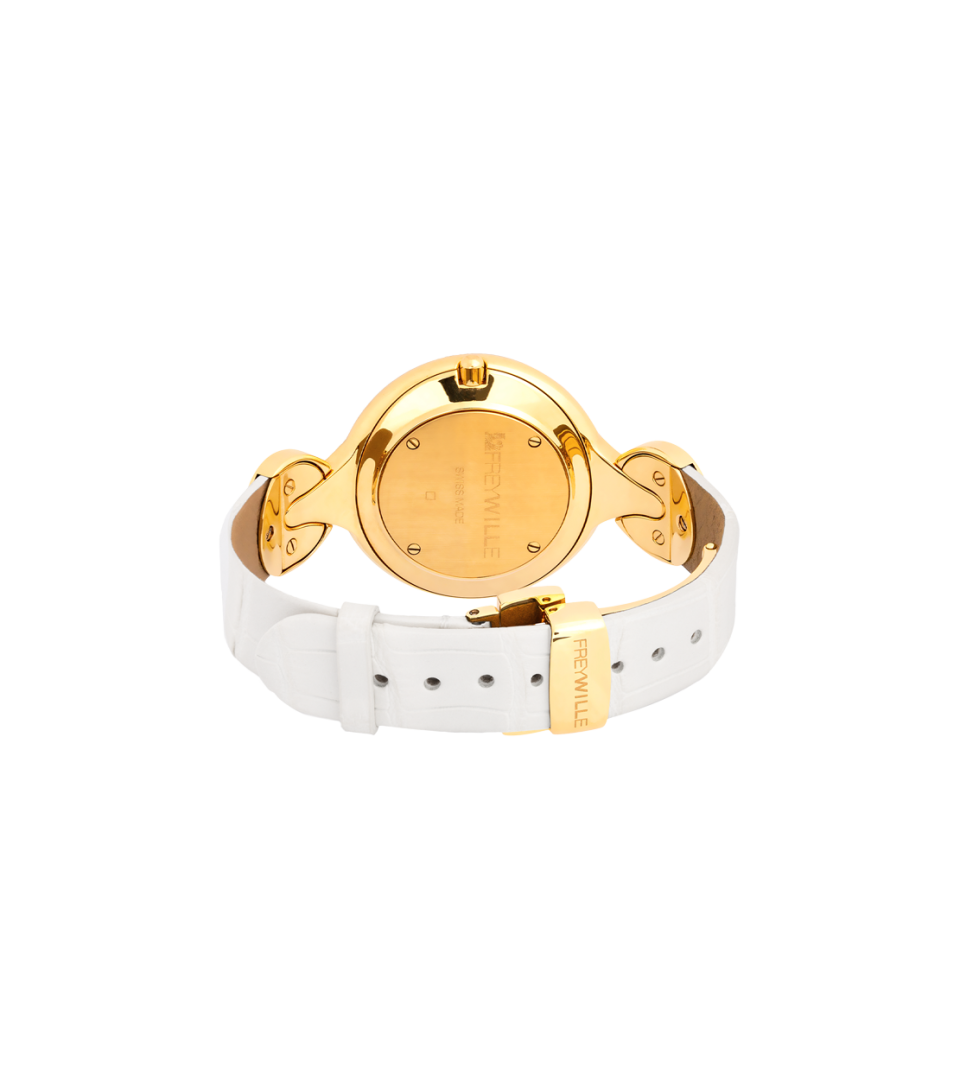 Часы Елена / Ремешок из кожи алигатора - белый