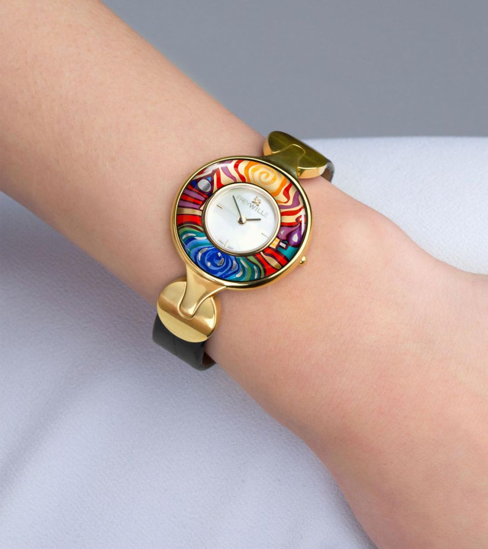 Часы Елена / Ремешок из телячьей кожи - черный