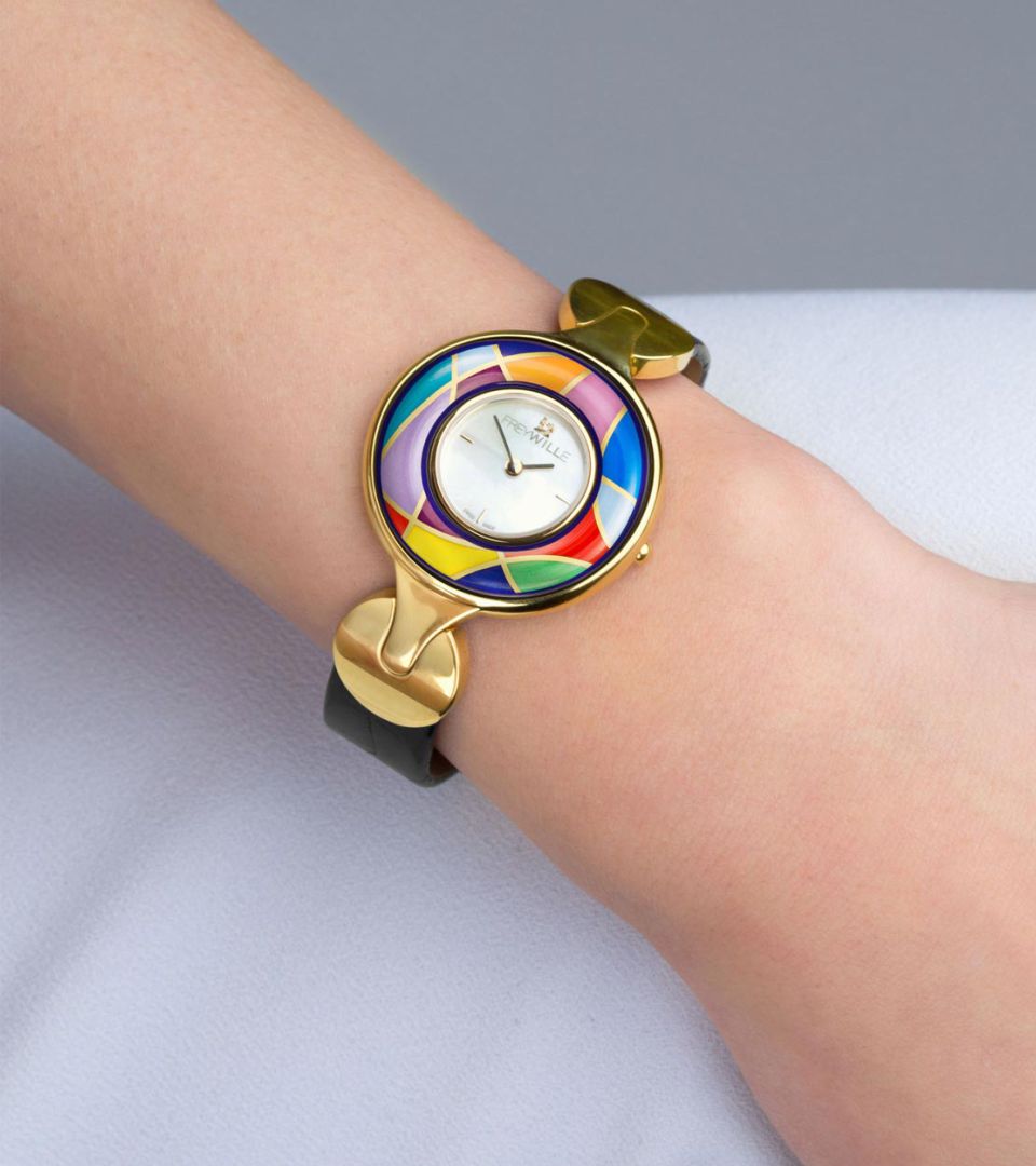 Часы Елена / Ремешок из телячьей кожи - черный