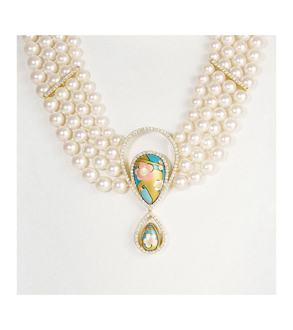 Жемчужное колье Акойя 18 кт.