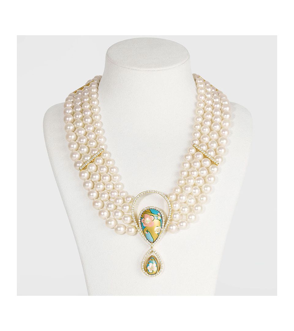 Жемчужное колье Акойя 18 кт.