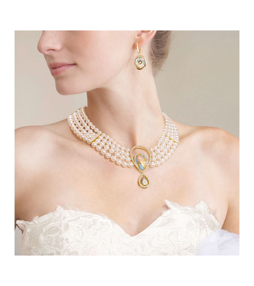 Жемчужное колье Акойя 18 кт.