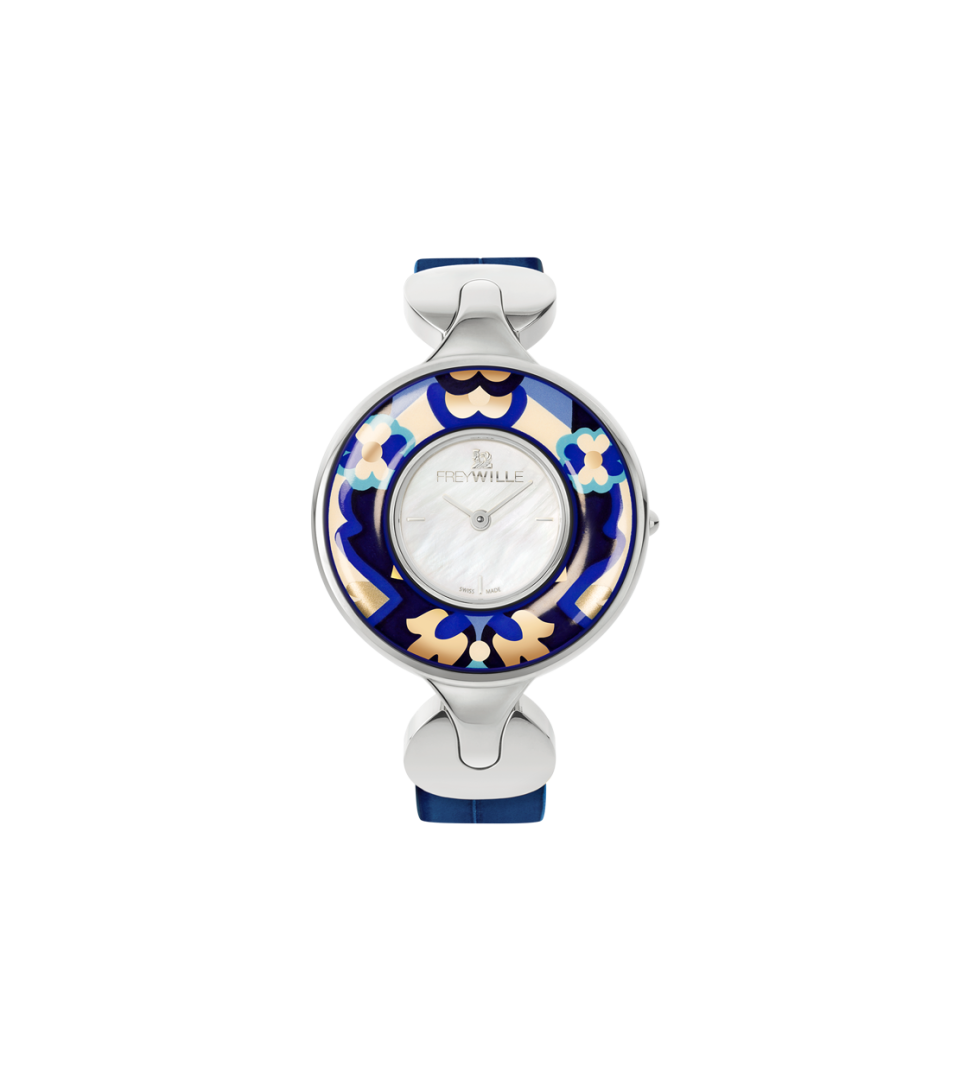 Часы Елена / Ремешок из кожи алигатора - синий