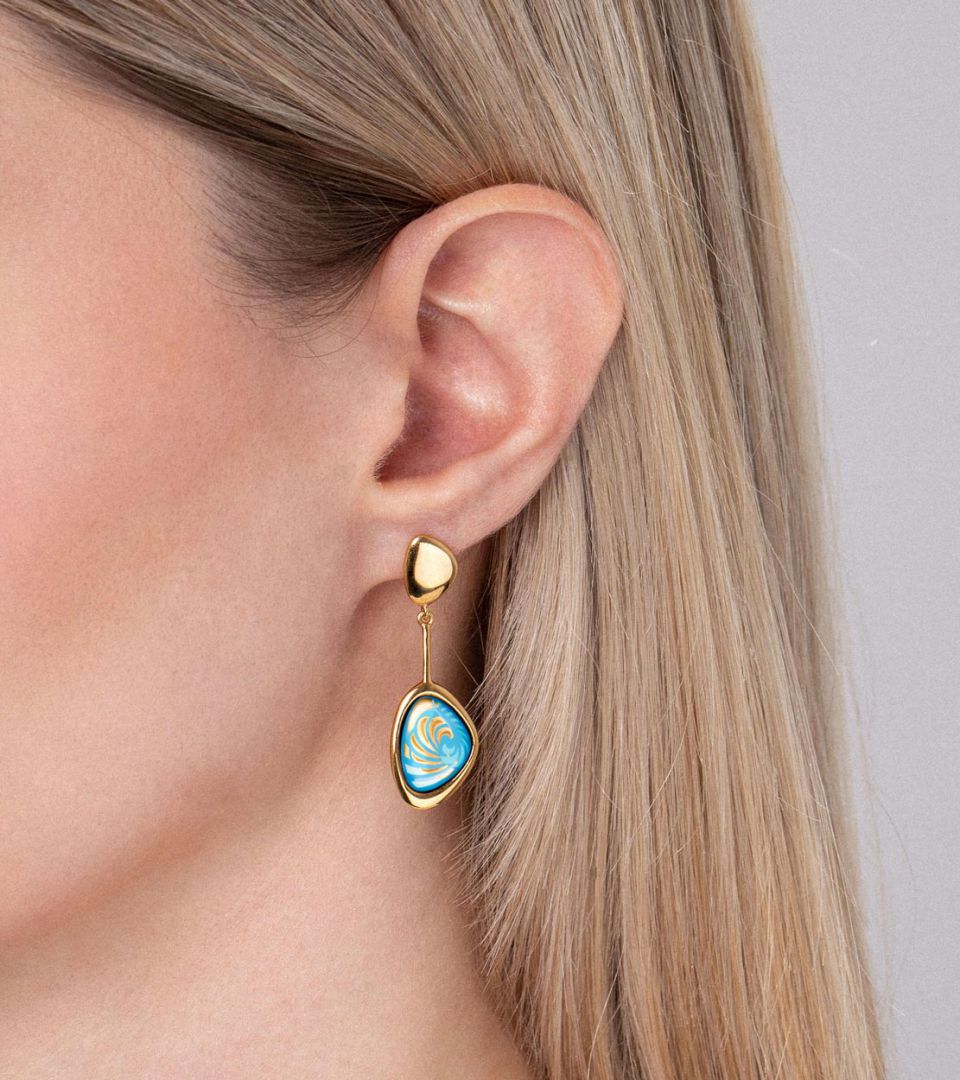 Серьги "Морская галька" на подвеске