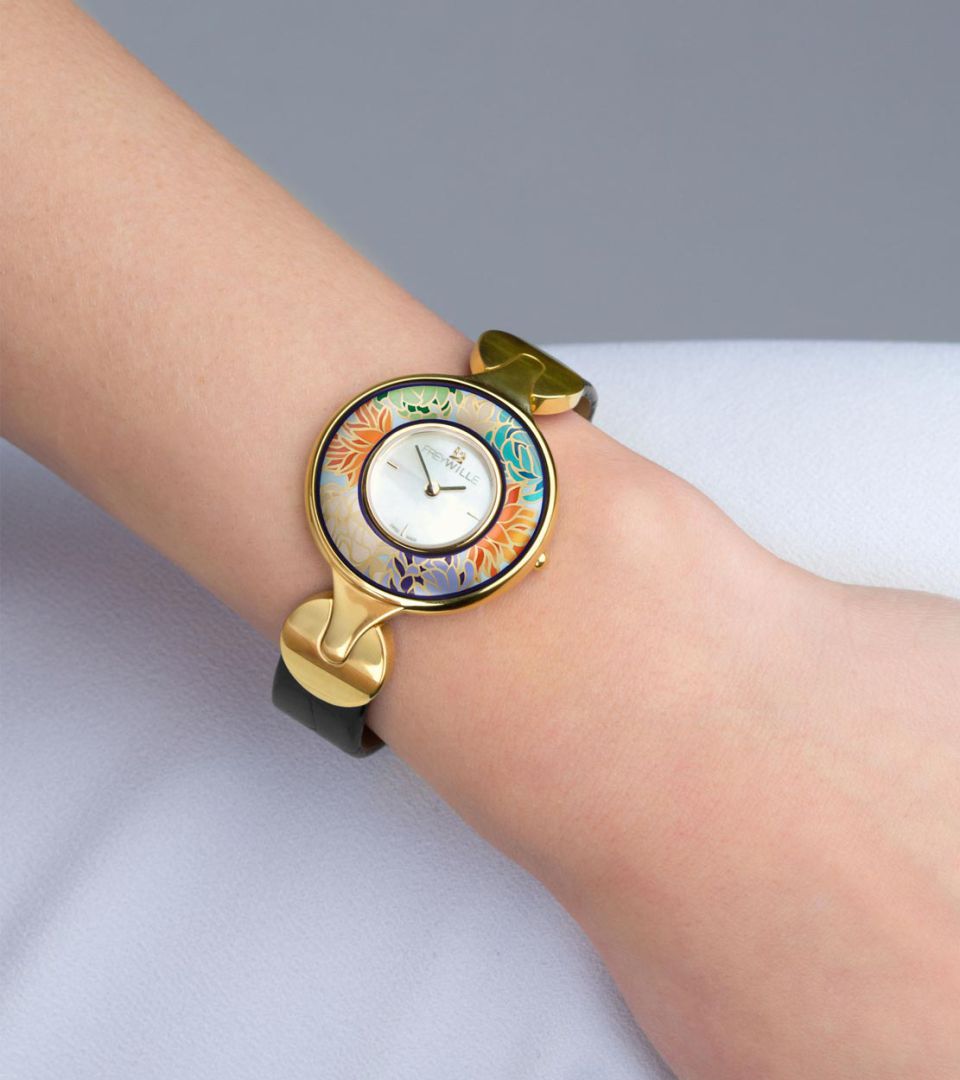 Часы Елена / Ремешок из телячьей кожи - черный