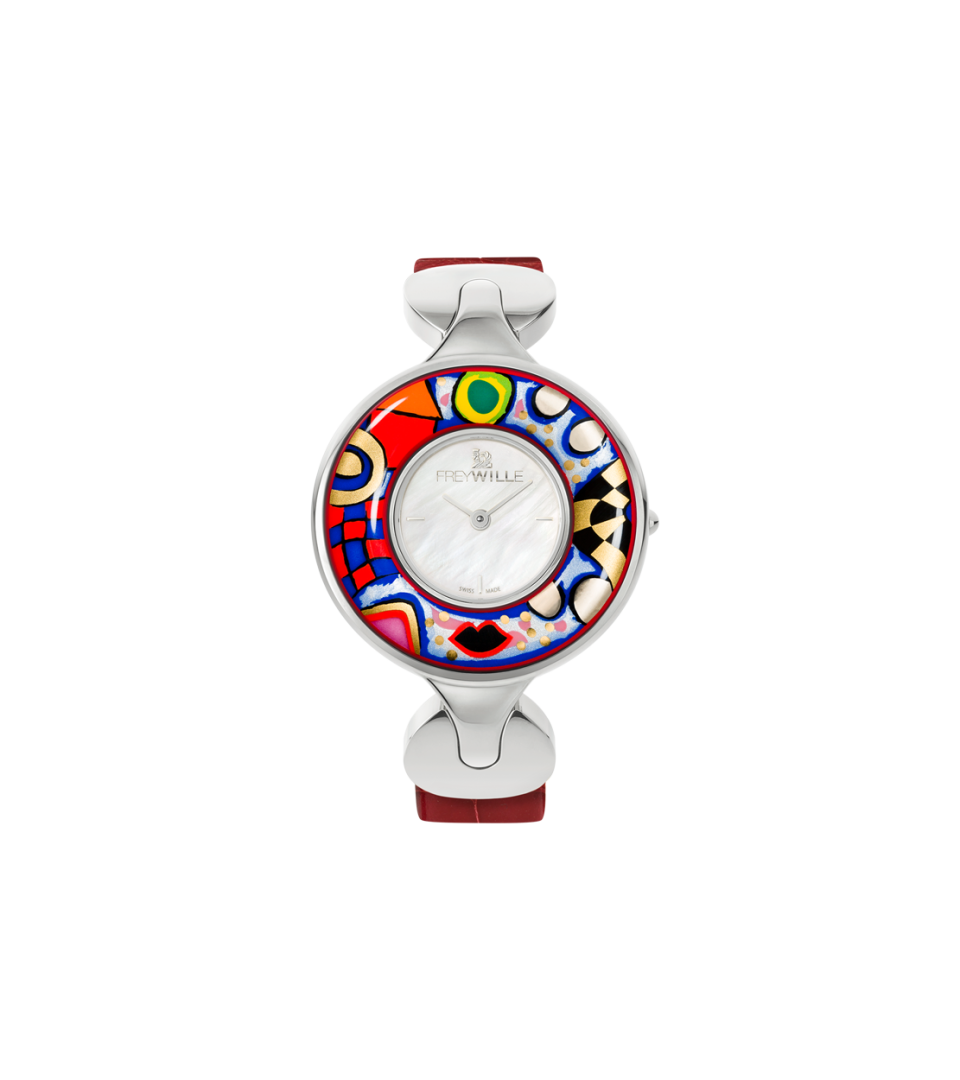 Часы Елена / Ремешок из кожи алигатора - красный