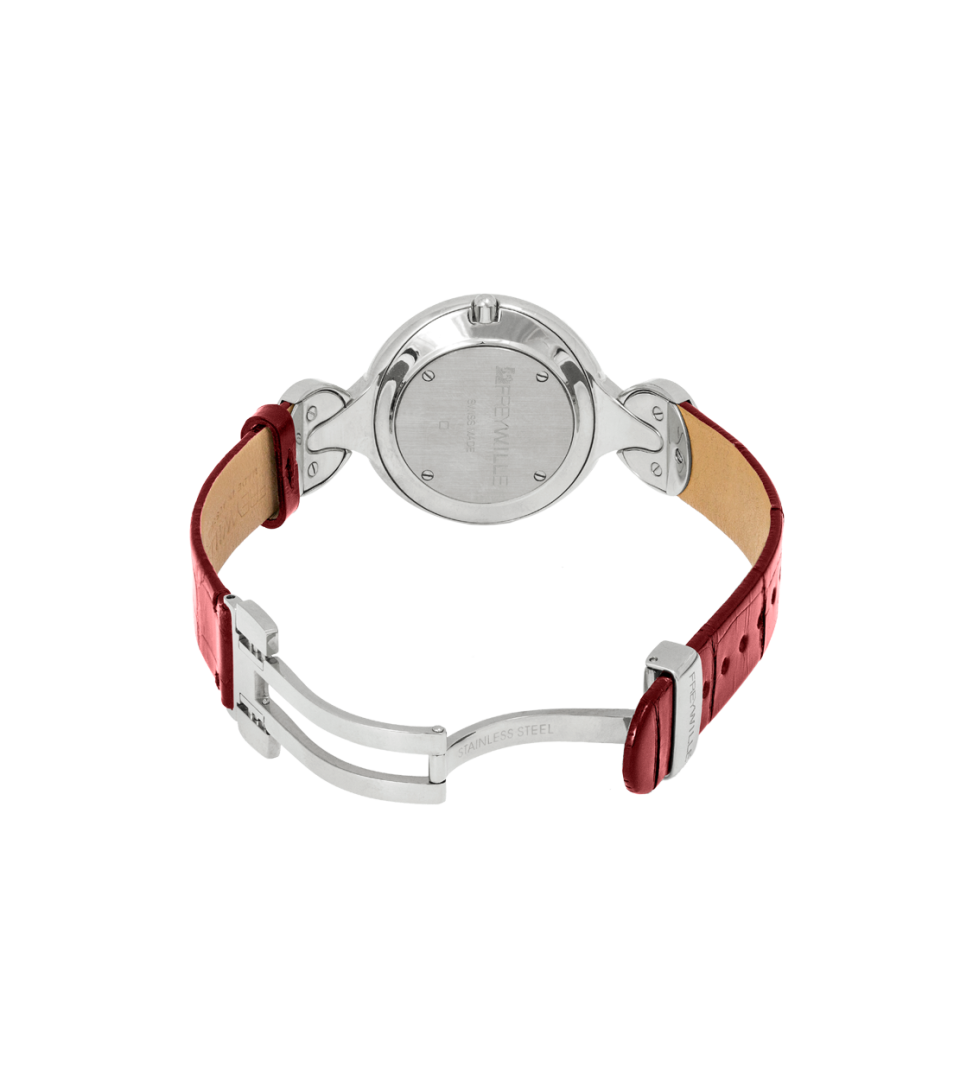 Часы Елена / Ремешок из кожи алигатора - красный