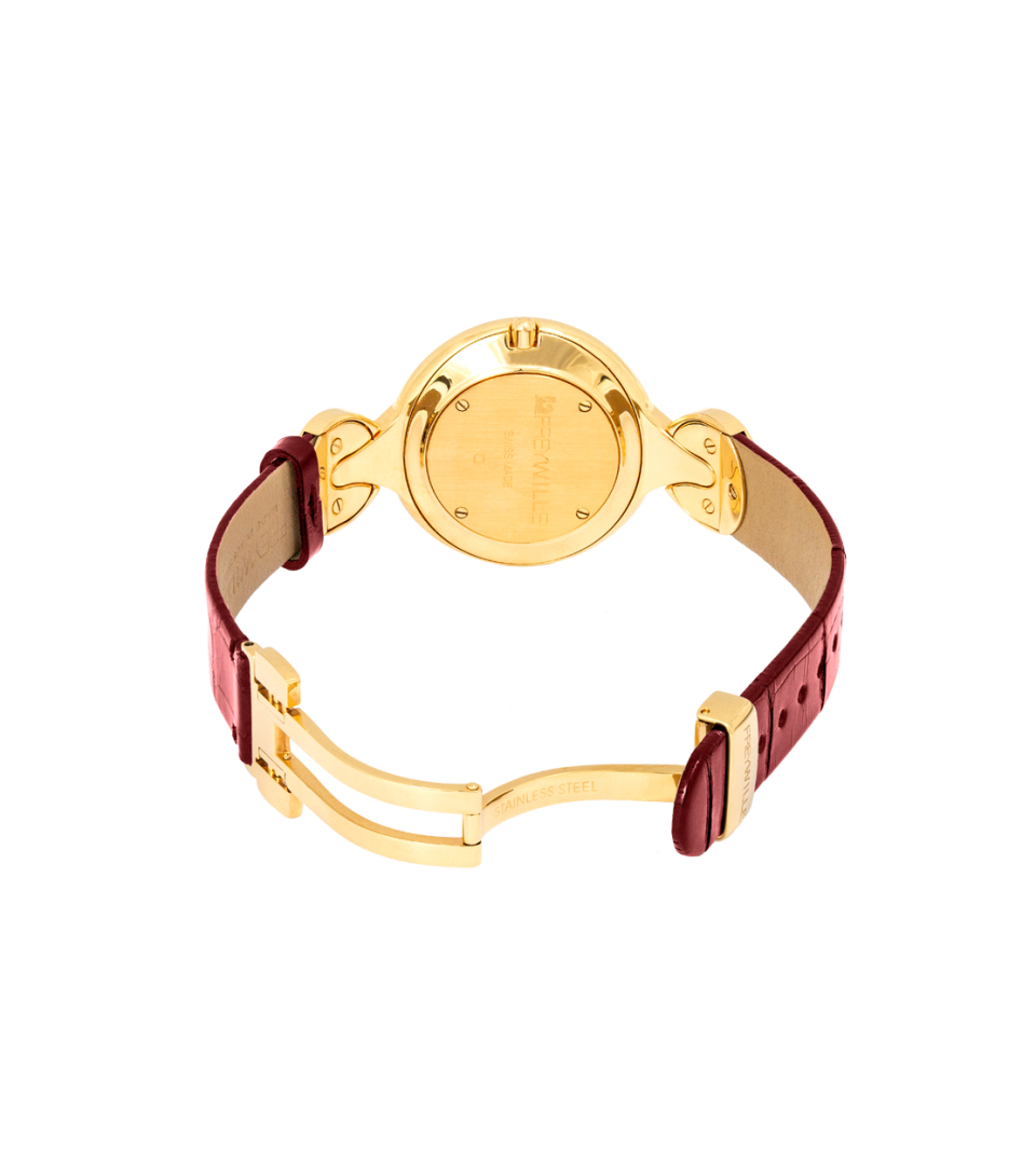 Часы Елена / Ремешок из кожи алигатора - красный