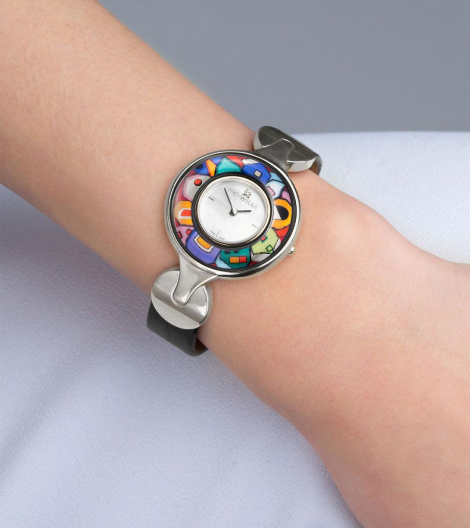 Watch Helena / Calf leather watch strap - black