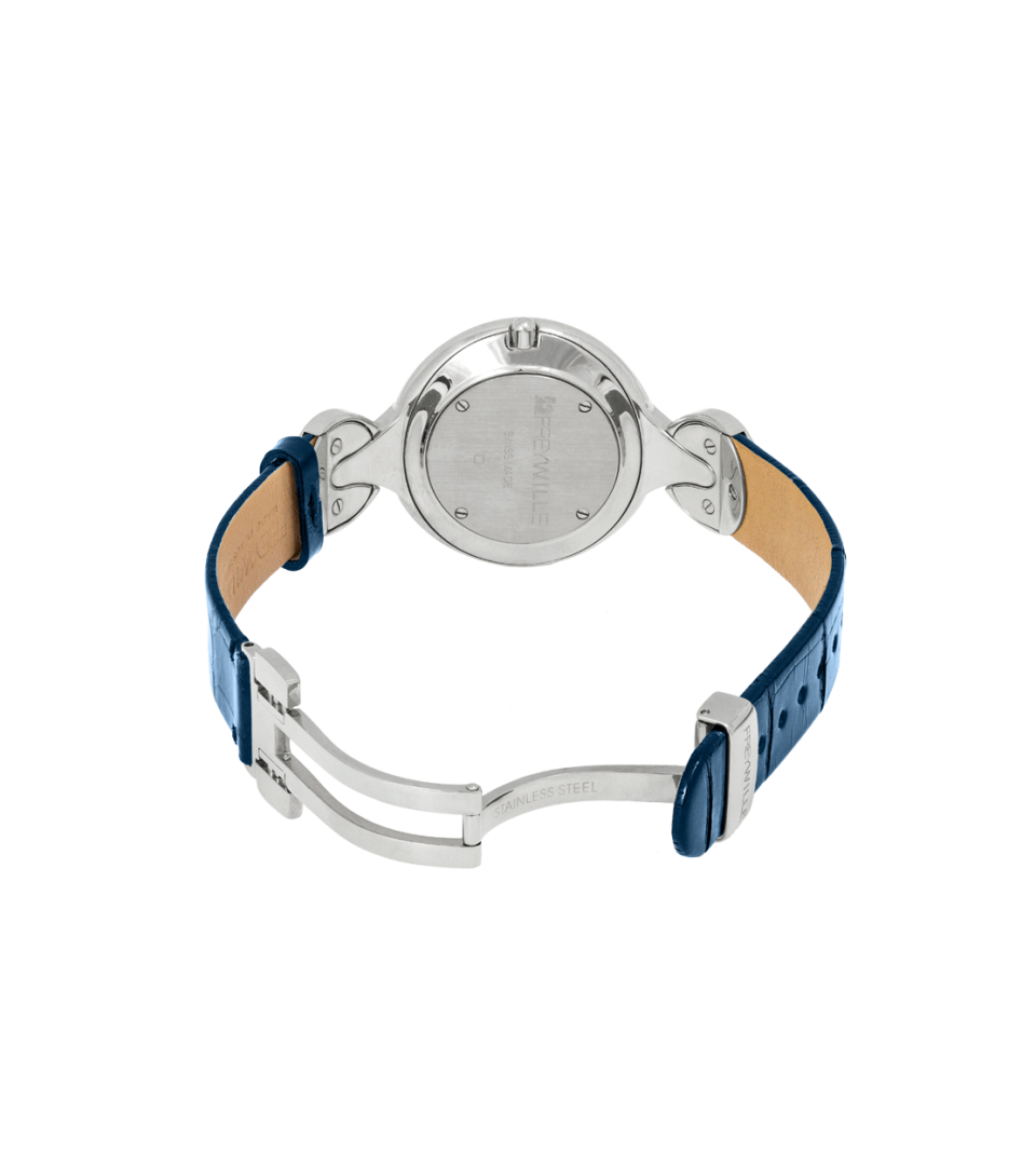 Часы Елена / Ремешок из кожи алигатора - синий