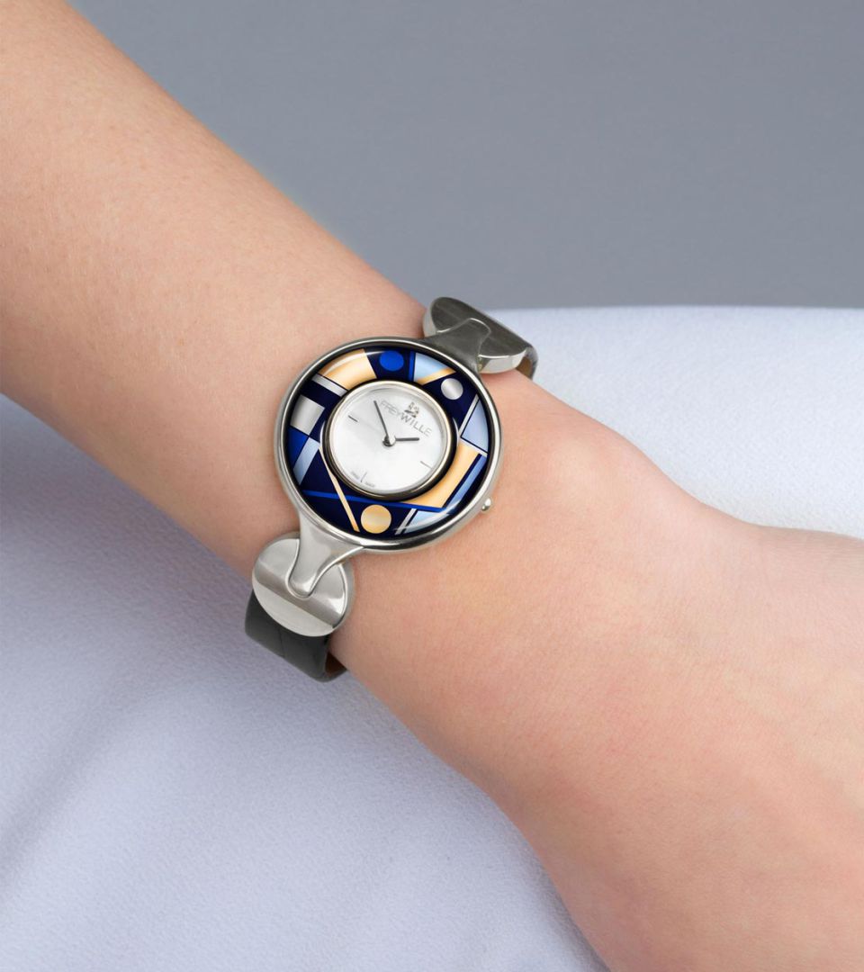 Часы Елена / Ремешок из кожи алигатора - черный