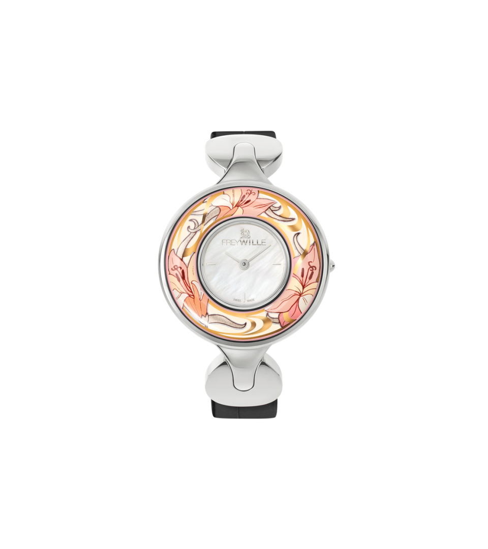 Часы Елена / Ремешок из кожи алигатора - черный