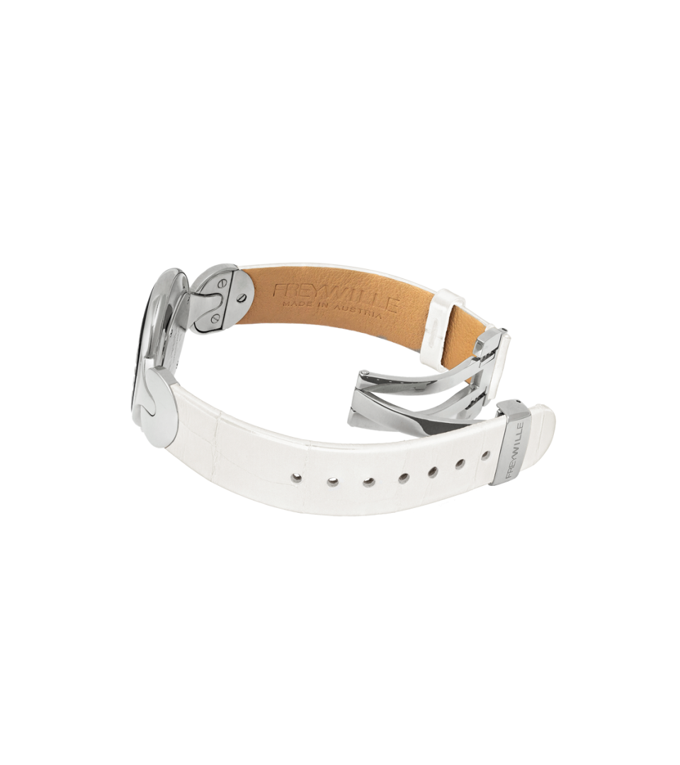 Часы Елена / Ремешок из кожи алигатора - белый