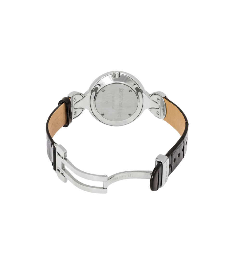 Watch Helena / Calf leather watch strap - black