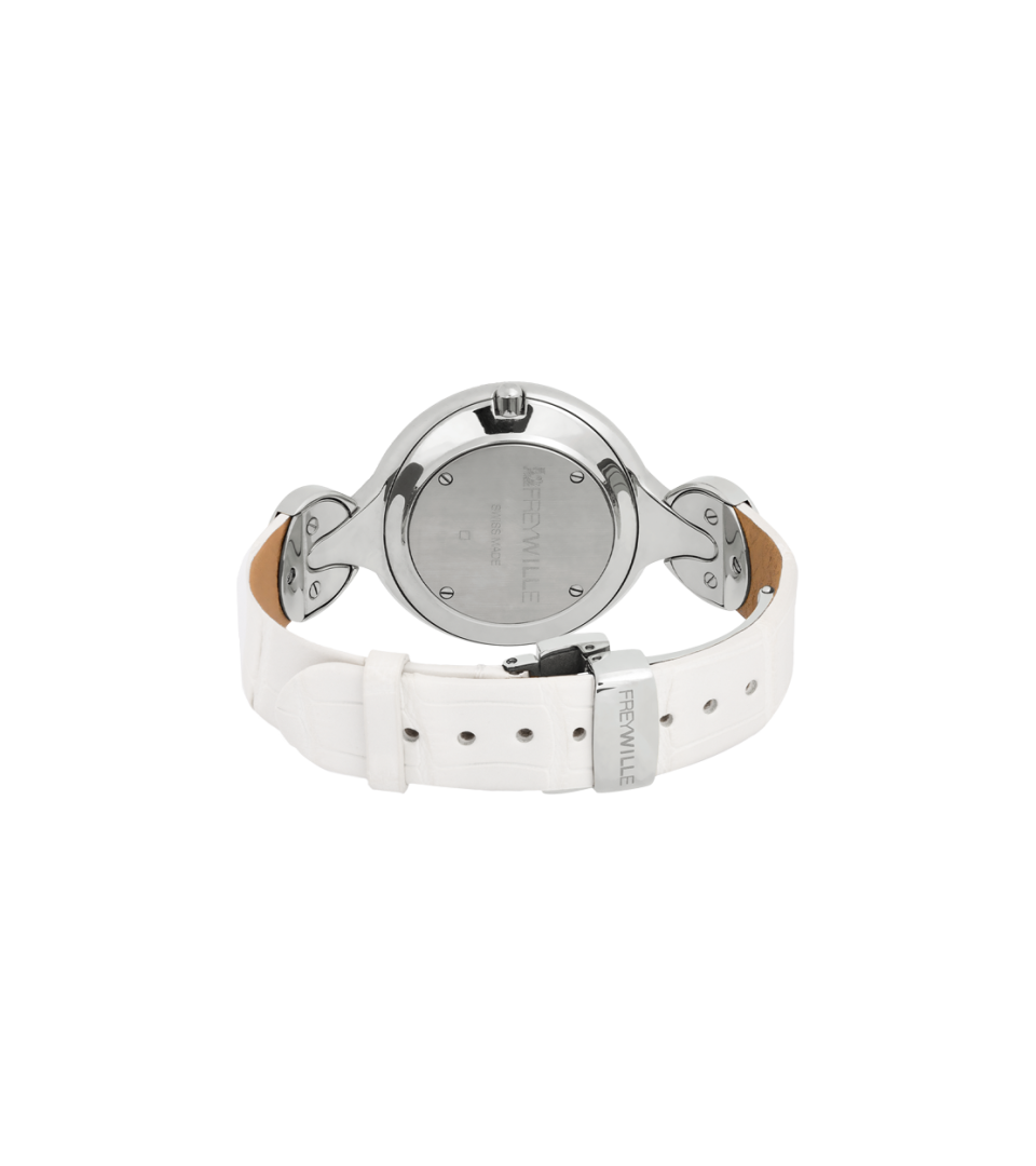 Часы Елена / Ремешок из кожи алигатора - белый