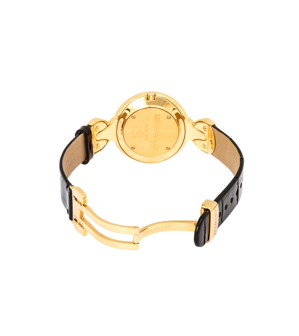 Watch Helena / Calf leather watch strap - black