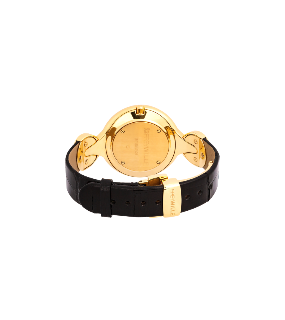 Watch Helena / Calf leather watch strap - black